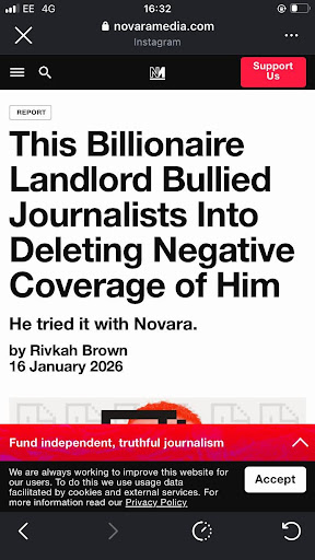 Example of navigation to another website from inside the
            Instagram app